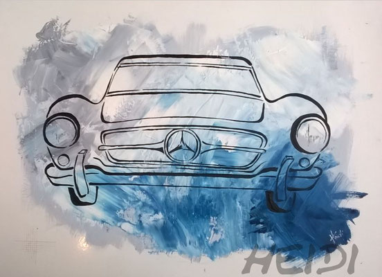 Merzedes blau auf Blech 30x40   50,-   VERKAUFT