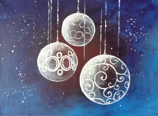 Weihnachtskugeln im Weltall 30x40