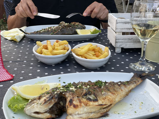 Abendessen beim Restaurant des Campingplatzes 