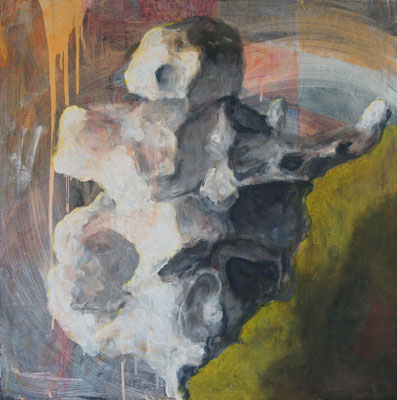 whale fall 83cmx83cm material paper acrylic paints