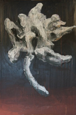 whale fall 186cmx125cm material paper acrylic paints