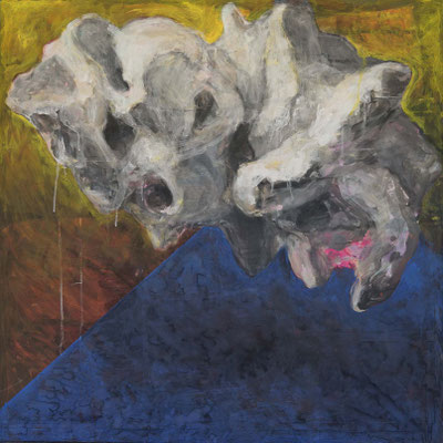 whale fall (84cm×84ｃｍ) material paper acrylic paints 