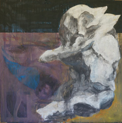 whale fall (124cm×124ｃｍ) material paper acrylic paints