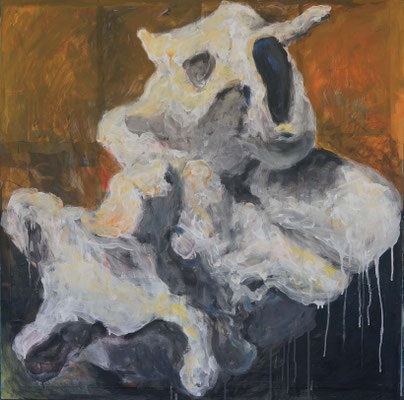 whale fall (84cm×84ｃｍ) material paper acrylic paints