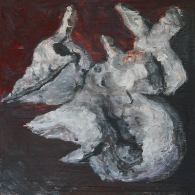 whale fall 83cmx83cm material paper acrylic paints