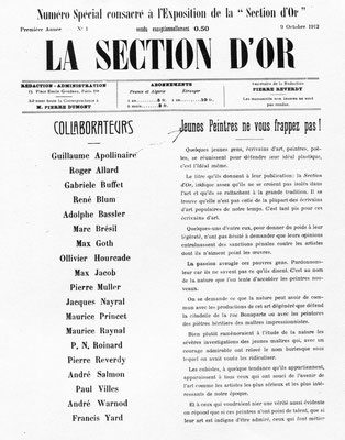 Section d'Or numero special 9.octobre 1912 frontispiz