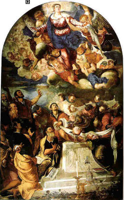 Jacomo Tintoretto, Himmelfahrt Mariens, Venedig, Gesuitikirche