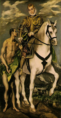 El Greco, Hl.Martin mit Toledovedute und "Noria" im Hintergrund Lw.193x103cm Washington, Nat.Gall.