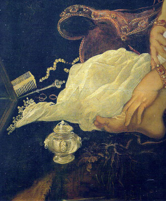 Jacopo Tintoretto Wiener Susanna, Detail: Mieder, Geschmeide und Räucherpyxis