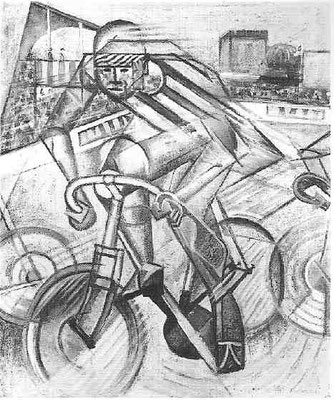 nach Metzinger, Le cycliste au vélodrome 1912, Öl/Lw./Collage m.Sand, 55x46 (Aukt. Enghien 1989) Fälschung