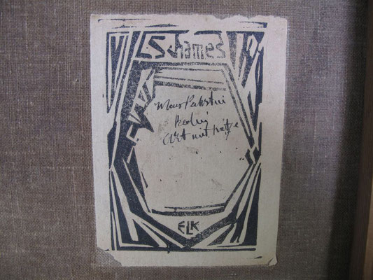 gefälschte Etikette "Galerie Schames"