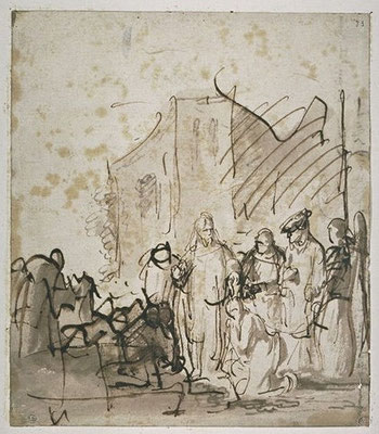 Rembrandt van Rijn, lavierte Zeichnung Paris Louvre