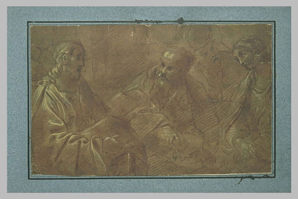 Giacomo Cavedone(Modena 1577-1660 Bologna) gehöhte Zeichnung Louvre