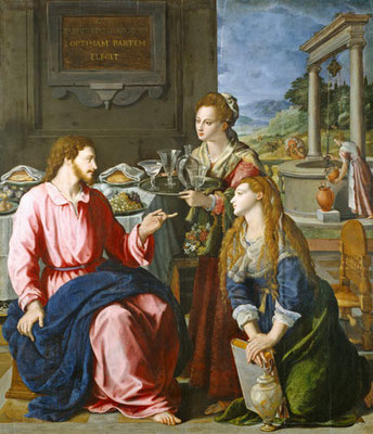 Alessandro Allori (1535-1607), Jesus bei Maria und Martha 1605, Wien K'h. Mus.