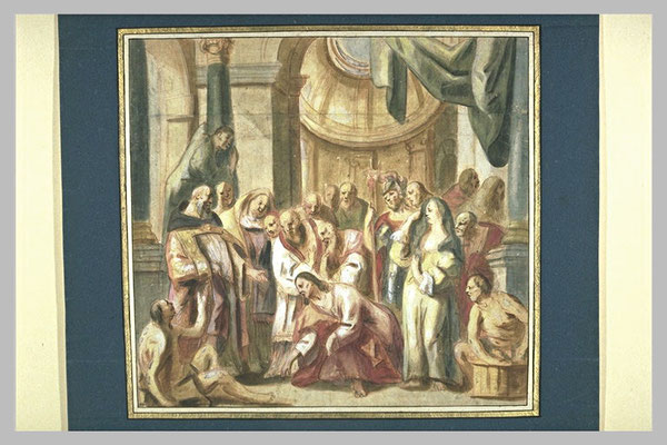 Jacob I Jordaens(1593-1678 Antwerpen) Zeichnung zur E. in Gent, Louvre