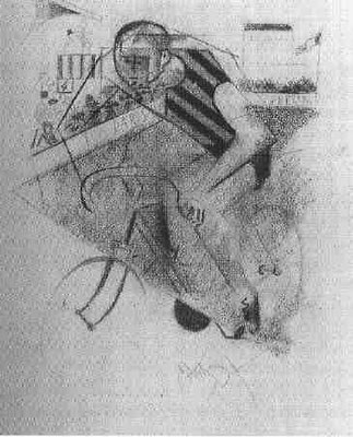 Jean Metziger,Le cycliste 1912, Kohle/Papier 34,5 x28cm, Smgl. R.Stanley Johnson, Chicago