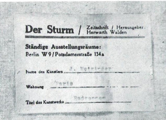 Fälschung Metzinger, gefälschte Galerieetikette "Galerie Der Sturm"