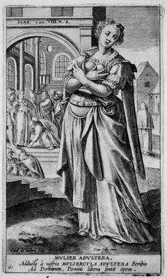 Carel.de Mallery (1571-1635), Ehebrecherin, Kupferstich