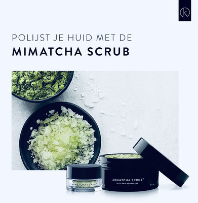 Mimatcha Scrub,  mixture of pure cacao butter, japanese matcha & mint to gently exfoliate and nourish even the most sensitive skin.  CHF 29.-