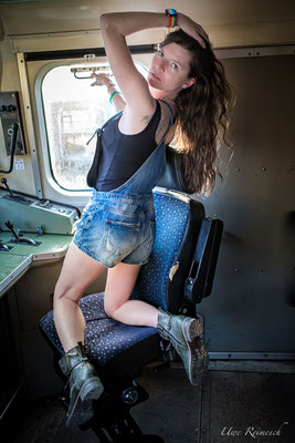 riding on a train