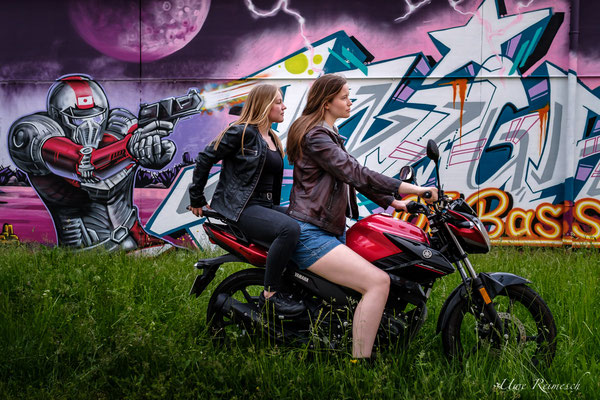 two girls on two wheels