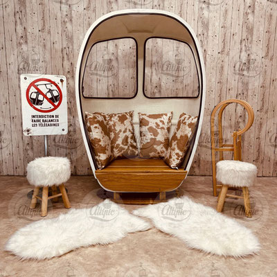 location fauteuil demi cabine télécabine oeuf pour animation noel thème montagne