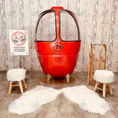 location fauteuil demi cabine télécabine oeuf pour animation noel thème montagne