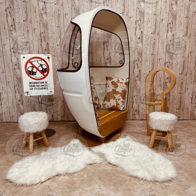 location fauteuil demi cabine télécabine oeuf pour animation noel thème montagne