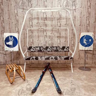 Location pack télésiège blanc 3 places pour decor montagne chalet évènement noel
