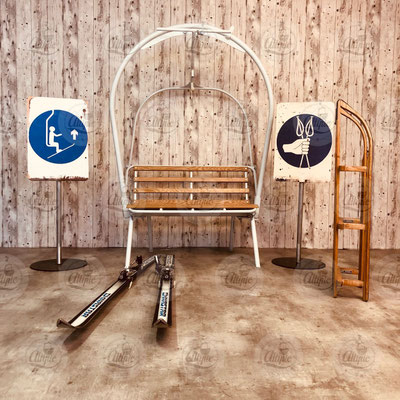 location pack décoration thème montagne télésiège blanc de ski 2 places 