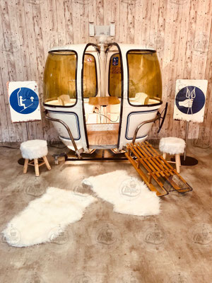 A la location télécabine cabine oeuf ski 4 places œuf 2 vitres blanc ( L185cm P120cm H208cm)