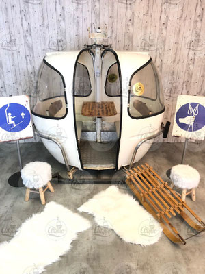 A la location télécabine cabine oeuf ski 4 places œuf 4 vitres blanc ( L185cm P120cm H203cm)