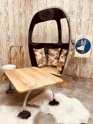 louer pack DUO fauteuils 2 places argent demi télécabine cabine oeuf ski pour animation photobooth Thème montagne hiver