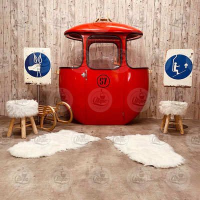 A la location télécabine cabine oeuf ski 2 places Mini rouge (L160cm * h185cm * P73cm)