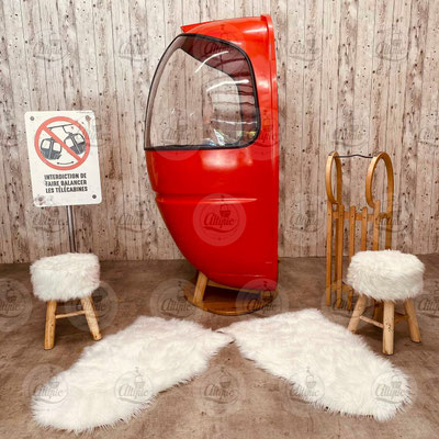 location fauteuil demi cabine télécabine oeuf pour animation noel thème montagne
