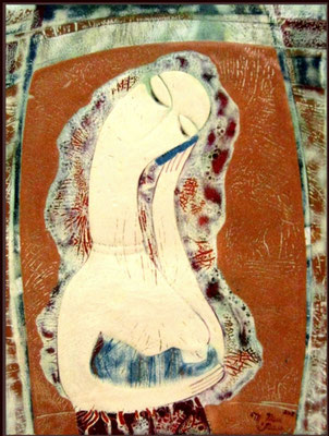 NEW MADONNA copper, hot enamel, 2013 Maternity Mom and baby Breastfeeding Talking on the phone НОВАЯ МАДОННА  медь, горячая эмаль, 2013 г