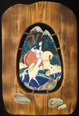 Diptych "SONGS of the Mountains" WARRIOR Art Hot Enamel on copper,  2006  Диптих "ПЕСНИ ГОР" ВОИН горячая эмаль на меди, 2006
