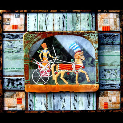 CHARIOT OF RAMZESSE copper, hot enamel 2007 КOЛЕСНИЦА РАМЗЕСА  2007  медь, горячая эмаль