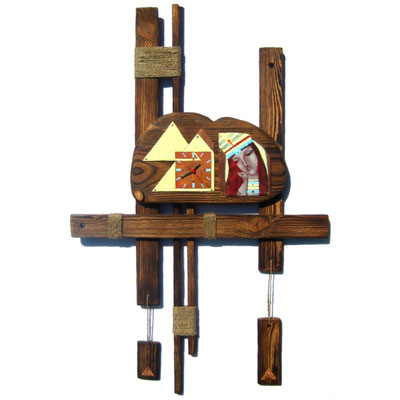 Watch-panel TIME AND ETERNITY   copper, hot enamel, handmade wood 2010 Часы-панно ВРЕМЯ И ВЕЧНОСТЬ  2010 г,  медь, горячая эмаль, дерево ручной обработки