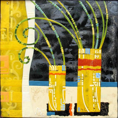 Still life  SUMMER.  AFRICA.  copper, hot enamel, 30x30 cm, 2008  НАТЮРМОРТ ЛЕТО. АФРИКА. медь, горячая эмаль, 30Х30 см, 2008