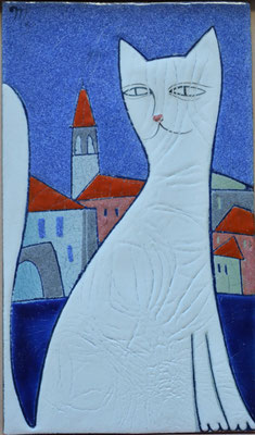 EVENING CAT copper, hot enamel, 2013  ВЕЧЕРНИЙ КОТ медь, горячая эмаль