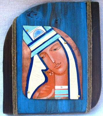 NIFERTARI AND HER CAT Hot Enamel on Copper,  2006   НИФЕРТАРИ И ЕЁ КОТ горячая эмаль на меди, 2006