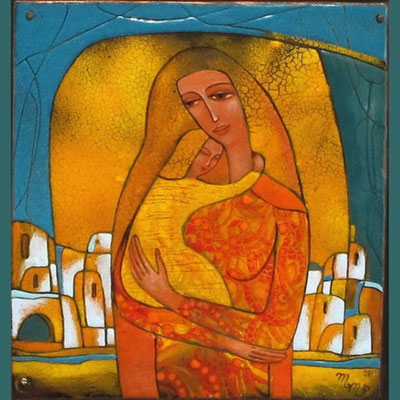 MOM AND SON copper, hot enamel  2011   МАМА И СЫНОК медь, горячая эмаль