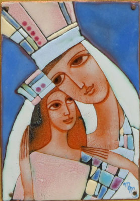 MOTHER AND DAUGHTER copper, hot enamel, 2010 МАМА И ДОЧКА   медь, горячая эмаль