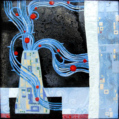 Still life  WINTER.  RUSSIA.  copper, hot enamel, 30x30 cm, 2008 НАТЮРМОРТ ЗИМА. РОССИЯ. медь, горячая эмаль, 30Х30 см, 2008