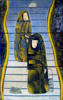 TIMER ESCALATOR copper, hot enamel, 45x35 cm, with a frame 80x60cm 2012 ЭСКАЛАТОР ВРЕМЕНИ   медь, горячая эмаль, 45Х35 см, с рамой 80Х60см