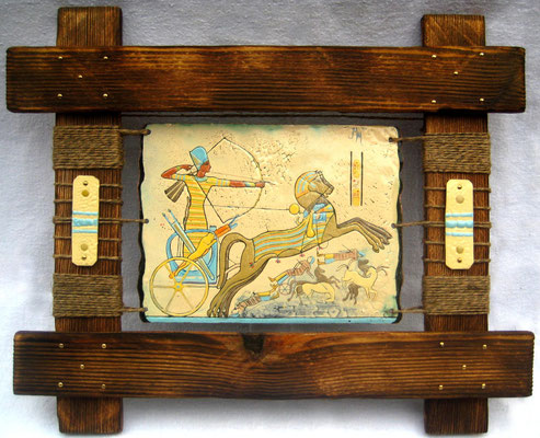 RAMZES (Egypt triptych part 1) copper, hot enamel, hand-made wood, hemp, 2010 РАМЗЕС (1 часть триптиха Египет)   медь, горячая эмаль, дерево ручной обработки, пенька, 2010 г