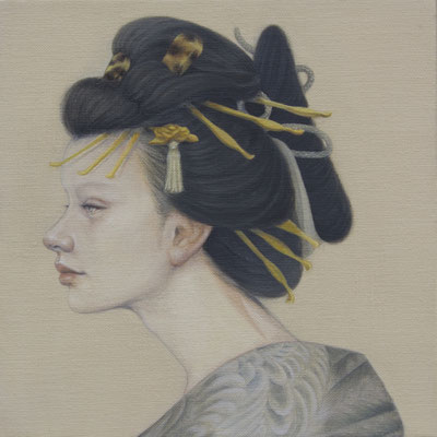 花と柳　22.7×22.7cm