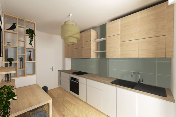 VUE 3D PHOTOREALISTE DE LA FUTURE CUISINE
