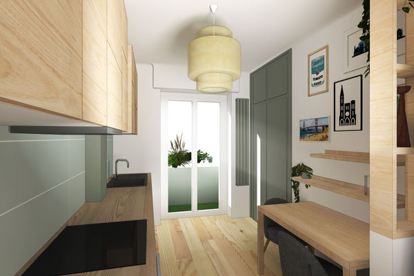 VUE 3D PHOTOREALISTE DE LA FUTURE CUISINE